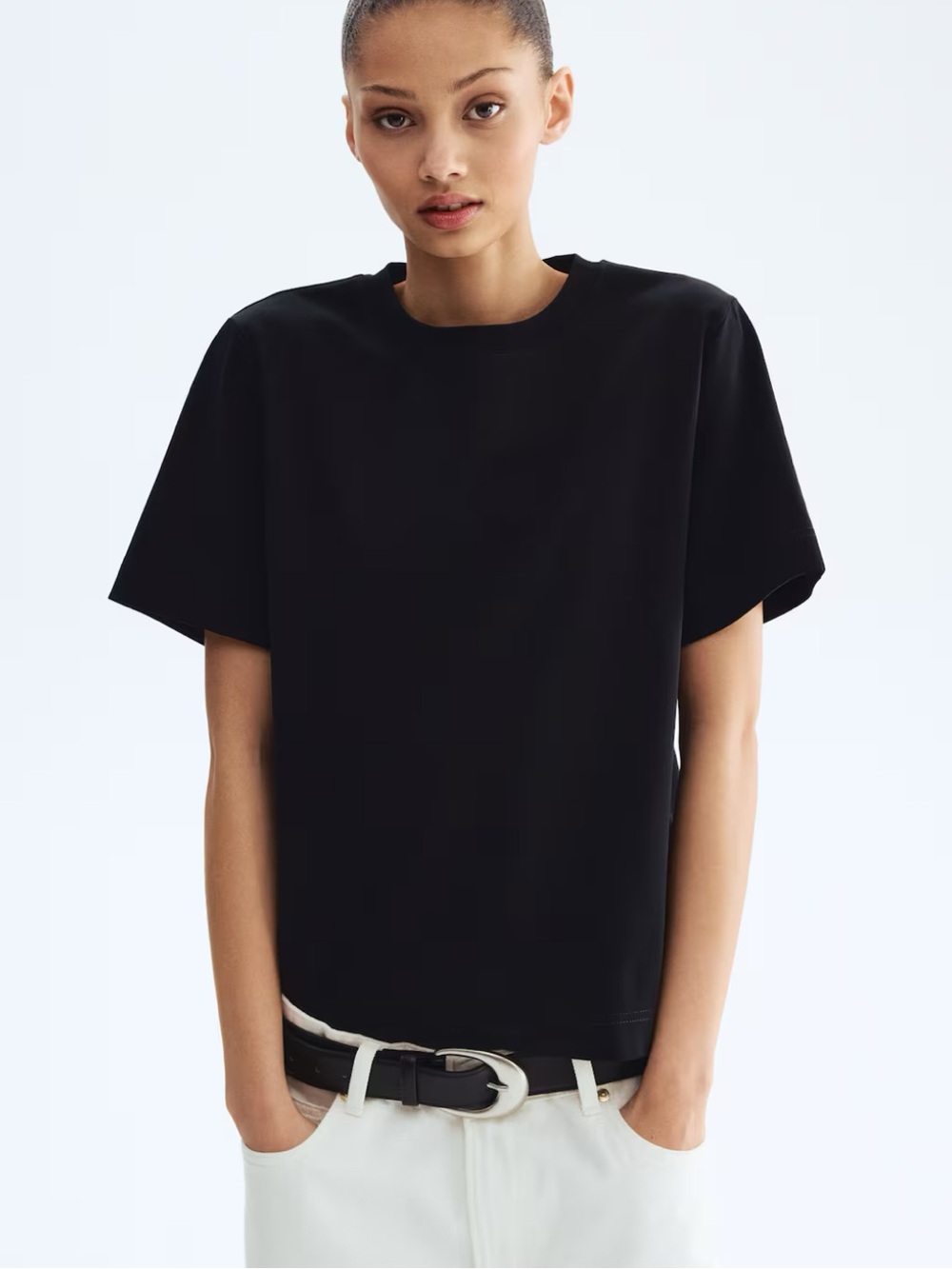 H&M Black 100% soft Pima Cotton Crewneck Short Sleeve Tee